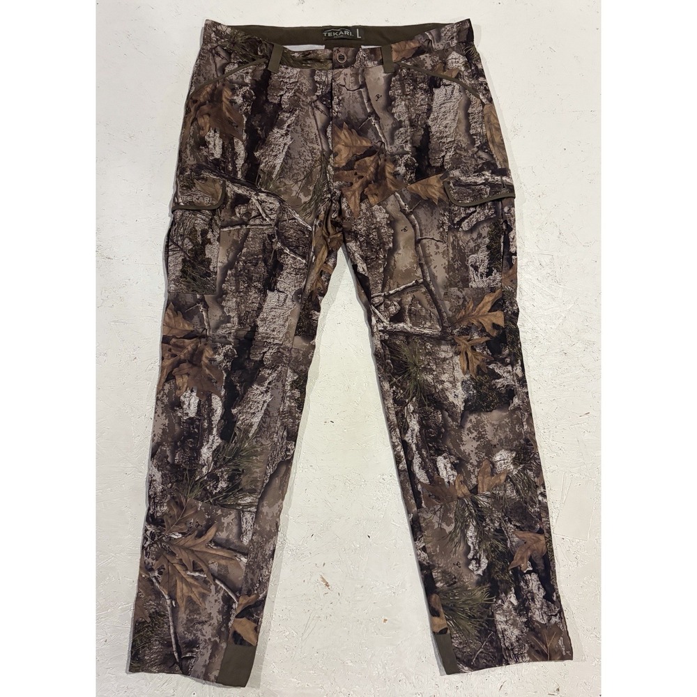Tekari Cargo Pants Mens‎ L Multi Camouflage Straight Leg Utility Hunting Outdoor